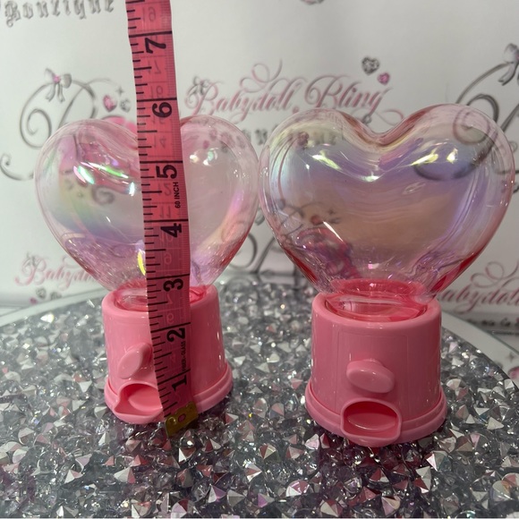 heart shaped candy/pill dispensers holographic pink turn able storage holder y2k - Picture 14 of 17